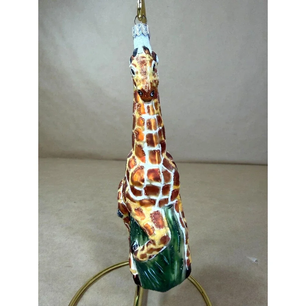 Vintage Slavic Treasures Glass Giraffe Christmas Ornament Poland Handmade 2001